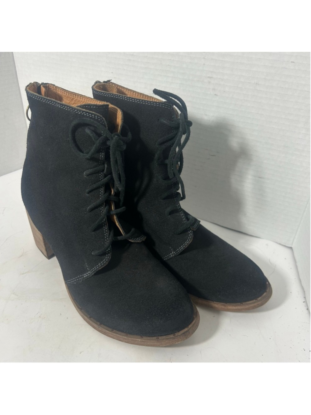 Beek Black Lace Up Leather Ankle Boots Witchy Whimsigoth Moto Wednesday Adams